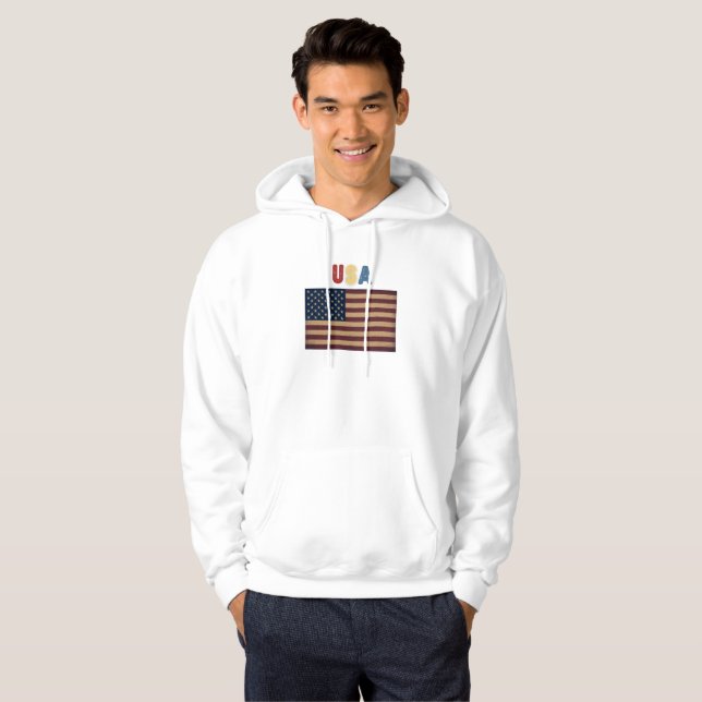 Unisex USA American Flag Retro  Hoodie (Vorne ganz)