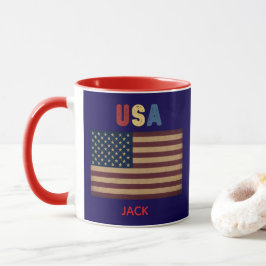 Unisex USA American Flag Retro Vibe Tasse