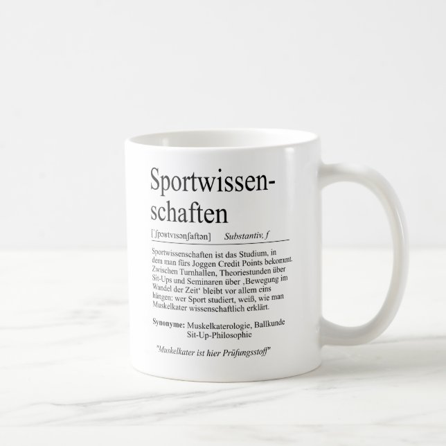 Unispruch "Sportwissenschaften" Studenten Kaffeetasse (Rechts)