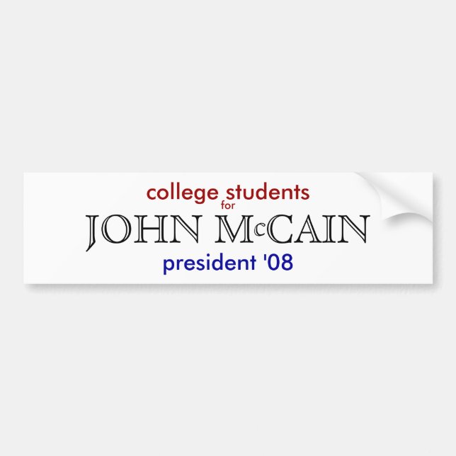 Unistudenten für John McCain Autoaufkleber (Vorne)