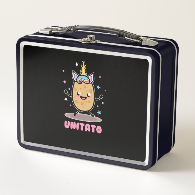 Unitato Unicorn Potato Niedlich Gemüsefritten Metall Brotdose (Vorderseite)