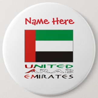 United Arab Emirates UAE Flag Red Personalize Name Button