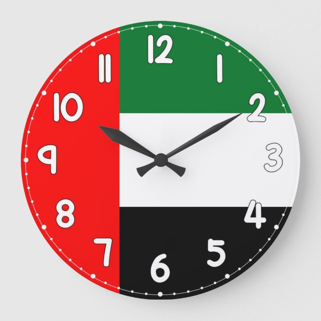 United Arab Emirates UAE Flag Wall Clock Große Wanduhr (Vorderseite)