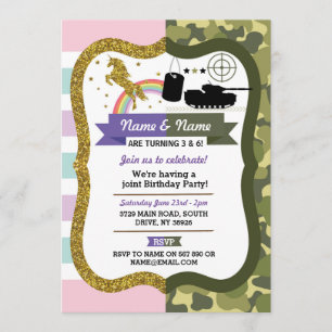 United Army Joint Boy Girl Birthday Military Einladung