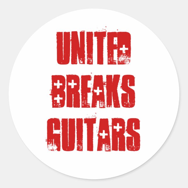 United Breaks Guitars Runder Aufkleber (Vorderseite)