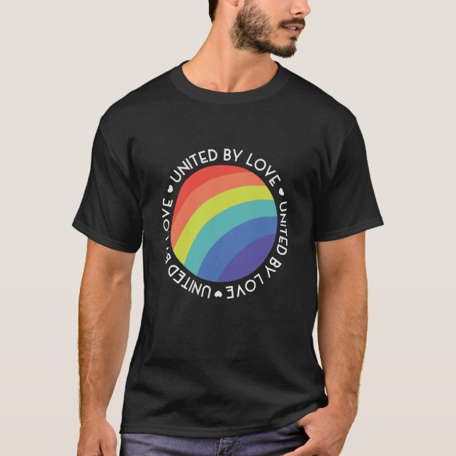 United by Liebe Lgbt Pride Gay Lesbian Rainbow T-Shirt (Vorderseite)