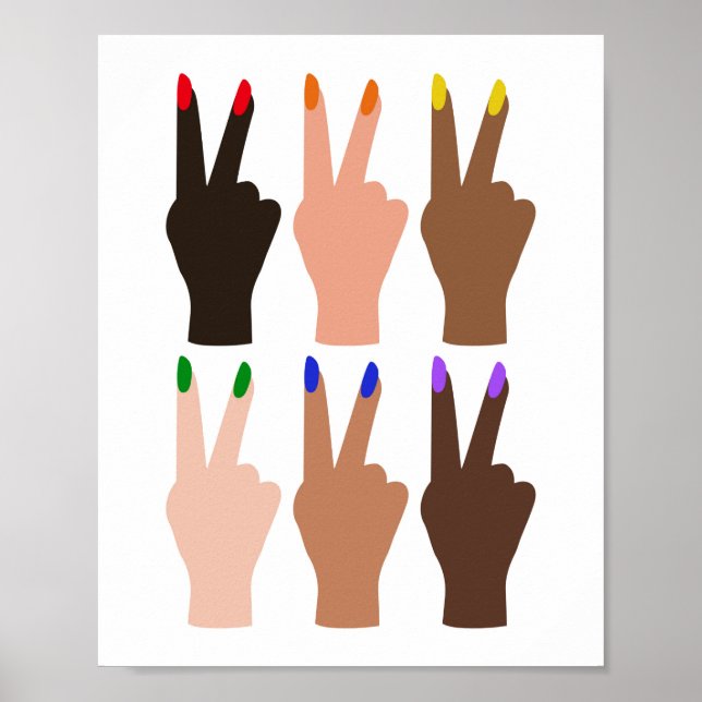 United Diversity Peace Signs Rainbow Colors Poster (Vorne)