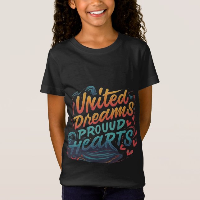 "United Dreams Proud Hearts" schwarz T-Shirt (Vorderseite)