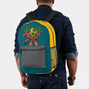 United in Green - Kleeblatt Motion Globe Bedruckter Rucksack