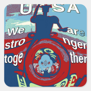 United in Hope: Stronger Together - USA Art Print Quadratischer Aufkleber