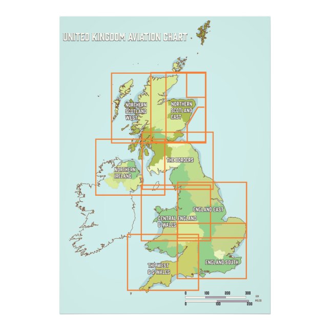 United Kingdom Aviation chart Fotodruck (Vorne)