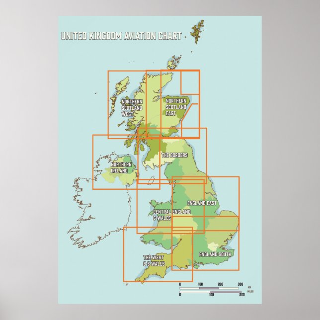 United Kingdom Aviation chart Poster (Vorne)