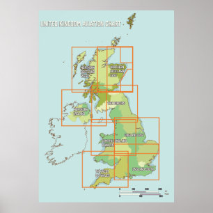 United Kingdom Aviation chart Poster