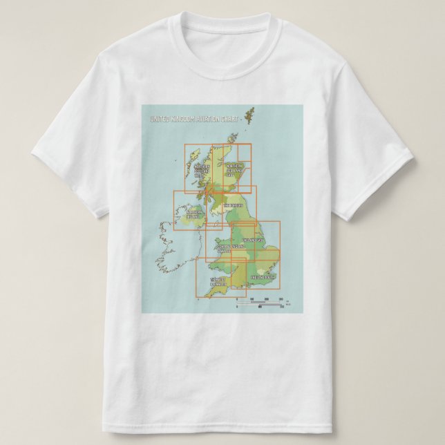 United Kingdom Aviation chart T-Shirt (Design vorne)