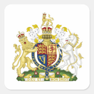 United Kingdom Coat of Arms Quadratischer Aufkleber