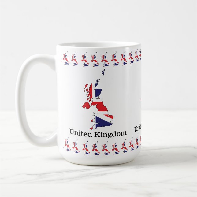 United Kingdom Flag Within Map Design - Souvenirs Kaffeetasse (Links)