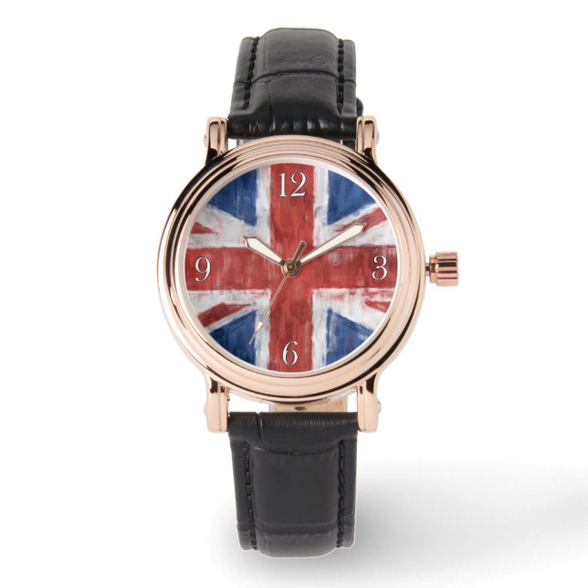 United Kingdom Gewerkschaft Flag Patriotic Wristwa Armbanduhr (Vorderseite)
