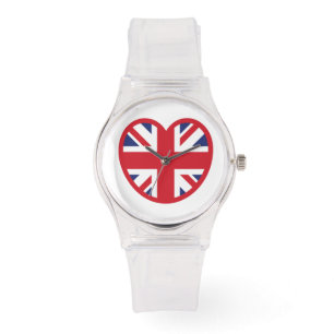 United Kingdom Jack Flag Heart Armbanduhr