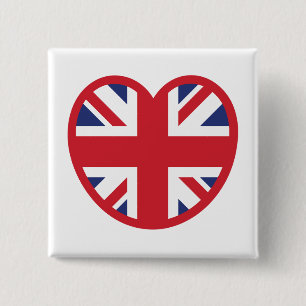 United Kingdom Jack Flag Heart Button