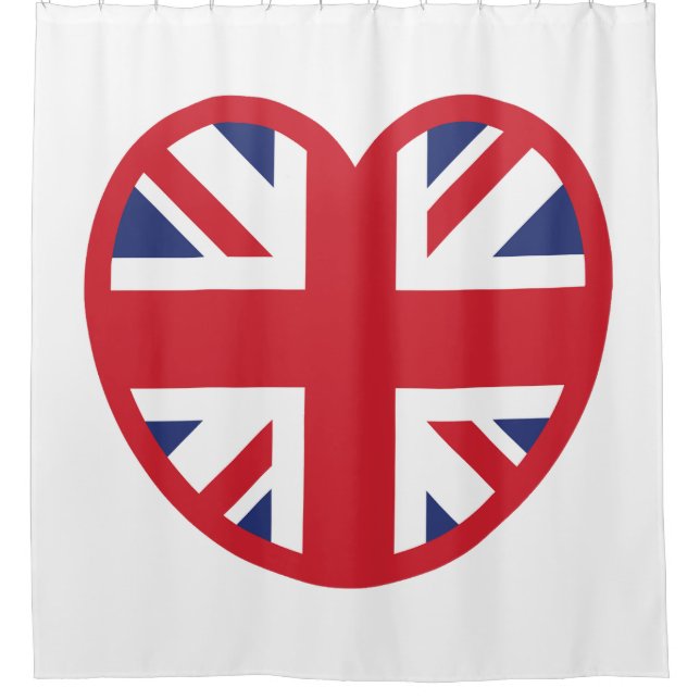 United Kingdom Jack Flag Heart Duschvorhang (Vorderseite)