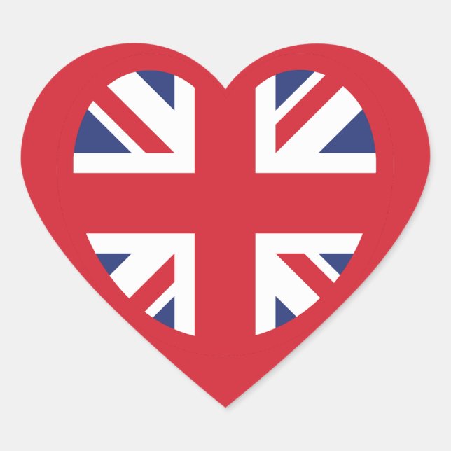 United Kingdom Jack Flag Heart Herz-Aufkleber (Vorderseite)