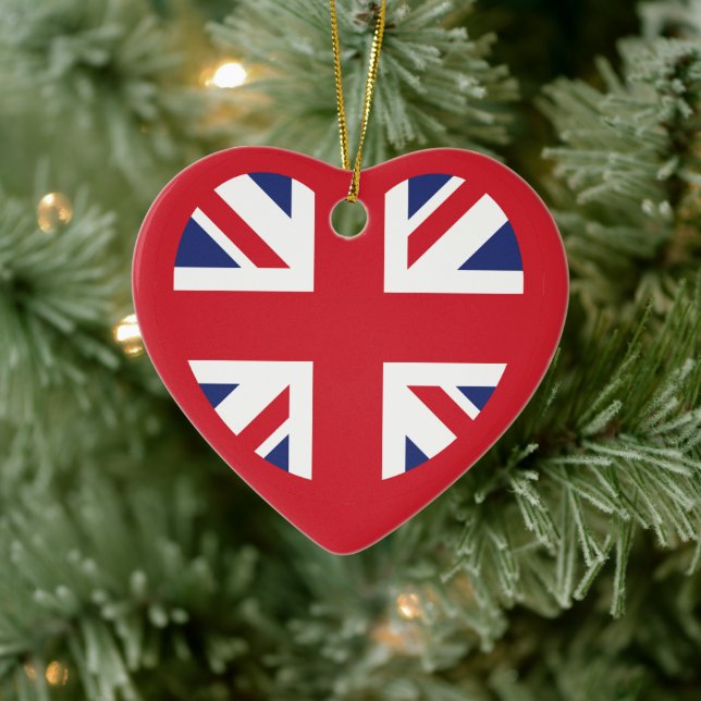 United Kingdom Jack Flag Heart Keramik Ornament (Baum)