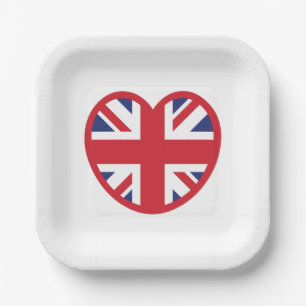 United Kingdom Jack Flag Heart Pappteller