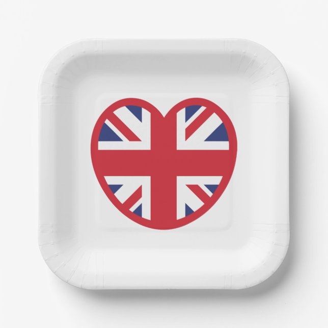 United Kingdom Jack Flag Heart Pappteller (Vorderseite)