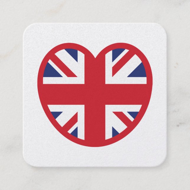 United Kingdom Jack Flag Heart Quadratische Visitenkarte (Vorderseite)