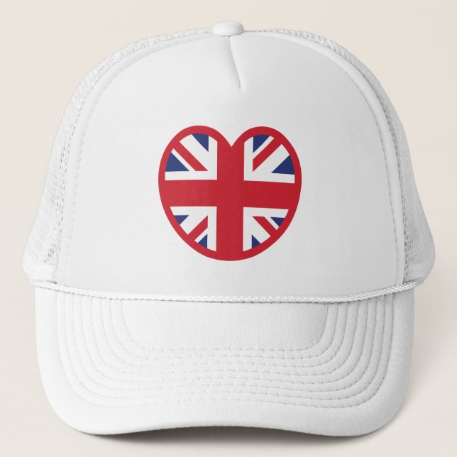 United Kingdom Jack Flag Heart Truckerkappe (Vorderseite)