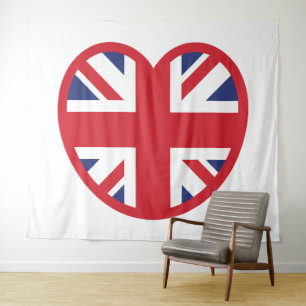 United Kingdom Jack Flag Heart Wandteppich