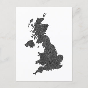 United Kingdom Map Design with Hidden Borders Postkarte