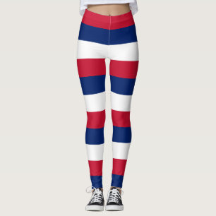 United Kingdom National Flag Colors Striped Leggin Leggings