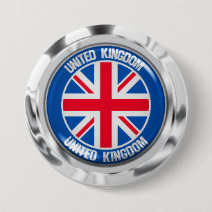 United Kingdom Round Emblem Button