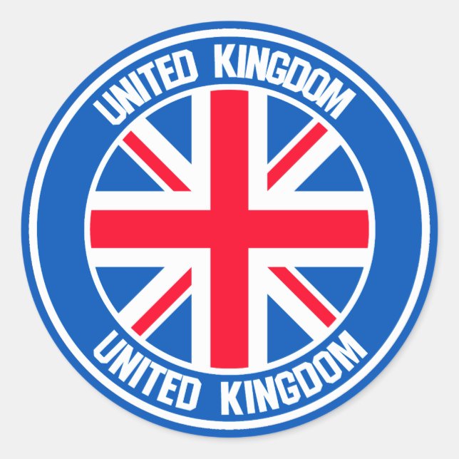 United Kingdom Round Emblem Runder Aufkleber (Vorderseite)