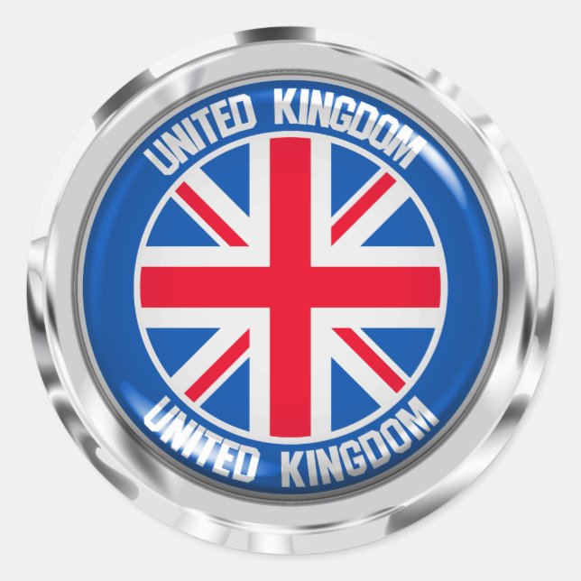 United Kingdom Round Emblem Runder Aufkleber (Vorderseite)