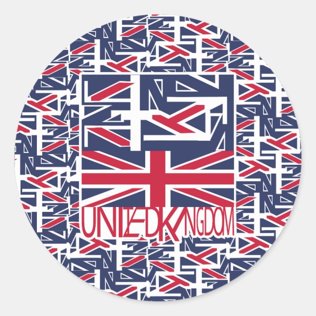 United Kingdom UK flag BY MASANSER PIXELAT Runder Aufkleber (Vorderseite)