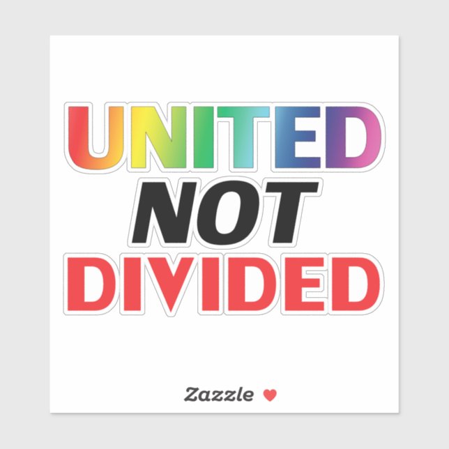 "United Not Divided" lgbtq lgbt Vinyl Stickers Aufkleber (Blatt)