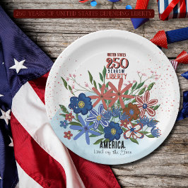 United Staaten 250 Years Floral Patriotic Pappteller