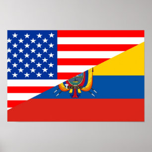 United Staaten America ecuador Halbfahne usa Poster