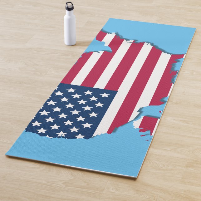 United Staaten America Map and Flag White Red Blue Yogamatte (Beispiel)