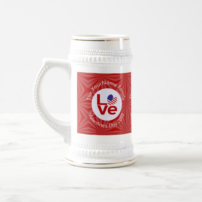 United Staaten America Red LIEBE Flag Personalisie Bierglas (Links)