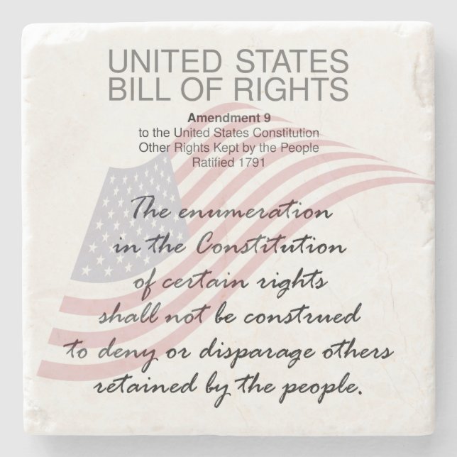 United Staaten Bill of Rights. Neunte Änderung Steinuntersetzer (Vorderseite)