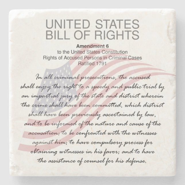 United Staaten Bill of Rights. Sechste Änderung Steinuntersetzer (Vorderseite)