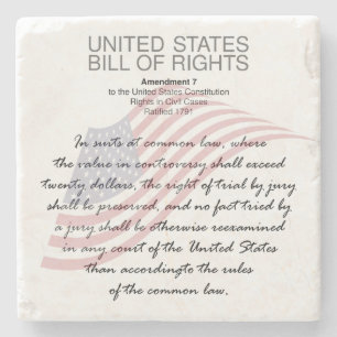 United Staaten Bill of Rights. Siebte Änderung Steinuntersetzer