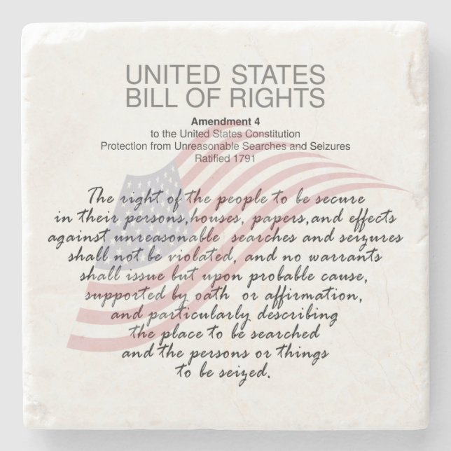 United Staaten Bill of Rights. Vierte Änderung Steinuntersetzer (Vorderseite)