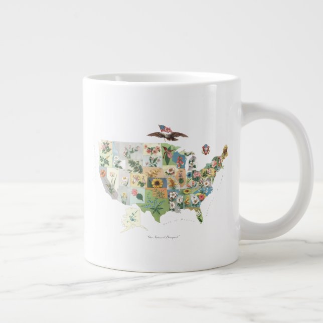 United Staaten Blume Map - Unser National Bouquet Jumbo-Tasse (Rechts)
