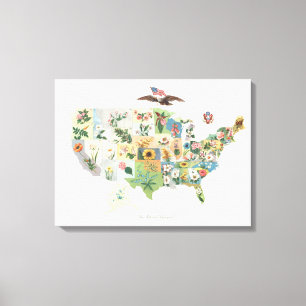 United Staaten Blumen Map - Our National Bouquet Leinwanddruck