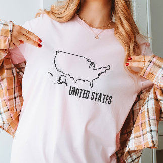 United Staaten Country Map USA Border Shape T-Shirt