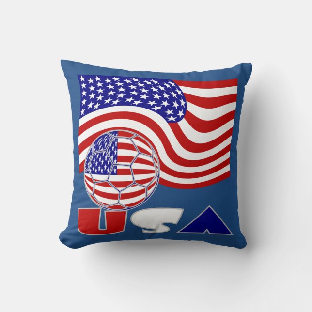 United Staaten Flag USA Soccer Ball Blue Hintergru Kissen (Vorderseite)